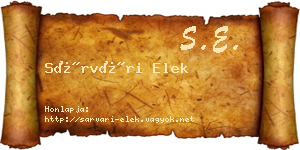 Sárvári Elek névjegykártya